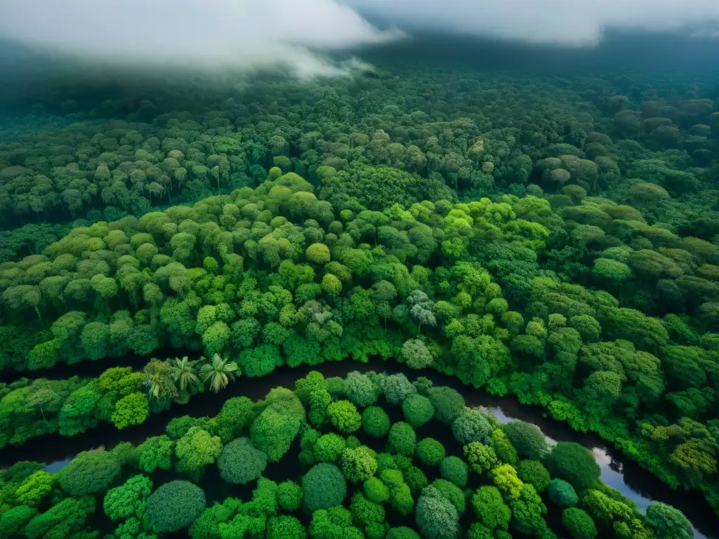 Una red de canales y reservorios en la selva maya, con ruinas antiguas entre la frondosa vegetación