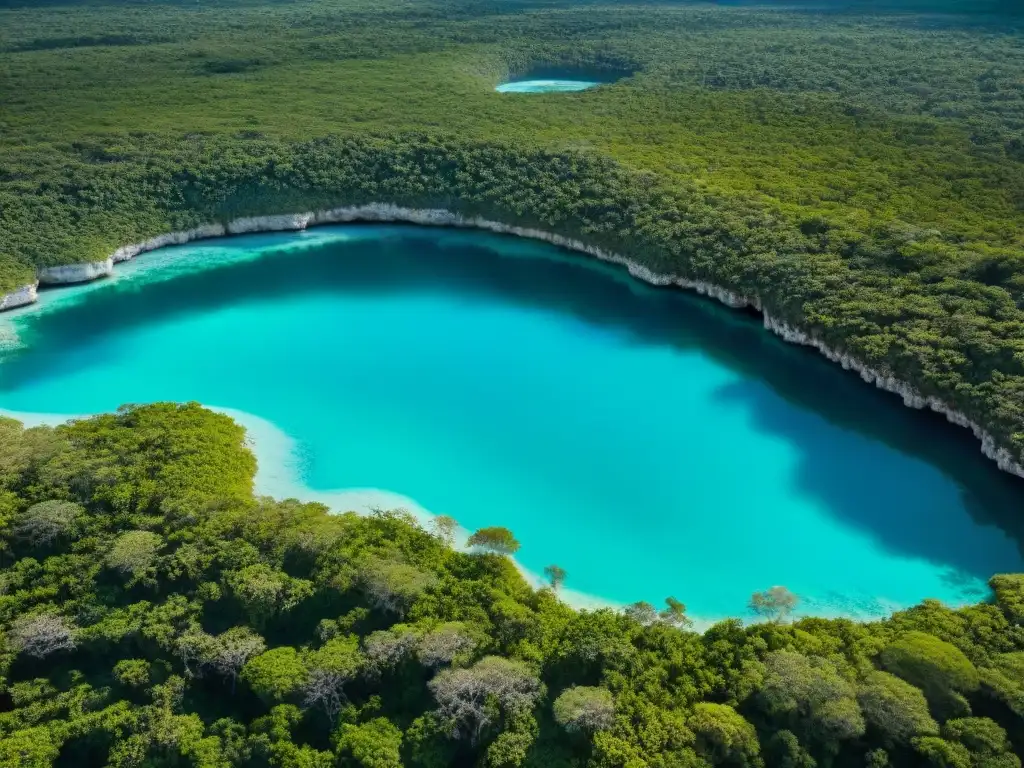 Red de cuevas y cenotes subterráneos en Yucatán Red de cuevas y cenotes ocultos bajo la densa jungla de Yucatán, reservas agua subterránea mayas