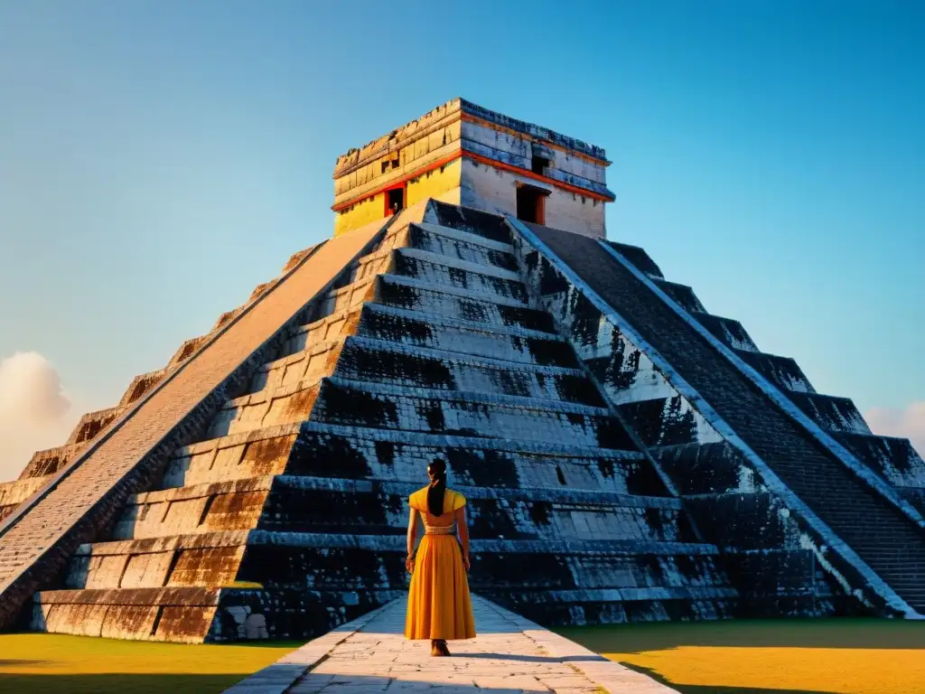 Retiro espiritual en templos mayas: la serpiente de sombra desciende la pirámide de Kukulkán en Chichén Itzá durante el equinoccio de otoño