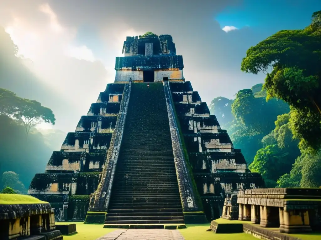 Retiro espiritual en templos mayas: la majestuosidad del templo de Tikal emerge entre la exuberante jungla guatemalteca, evocando conexión y maravilla