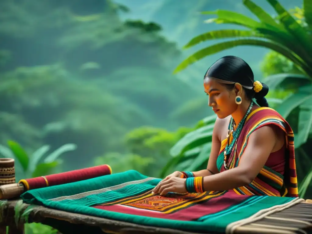 Revitalización cultural de la civilización maya: Artesanos mayas crean textiles tradicionales en la selva