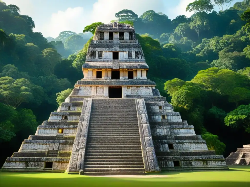 Explora la riqueza cultural de Palenque turismo cultural selva: ruinas Mayas detalladas entre exuberante vegetación