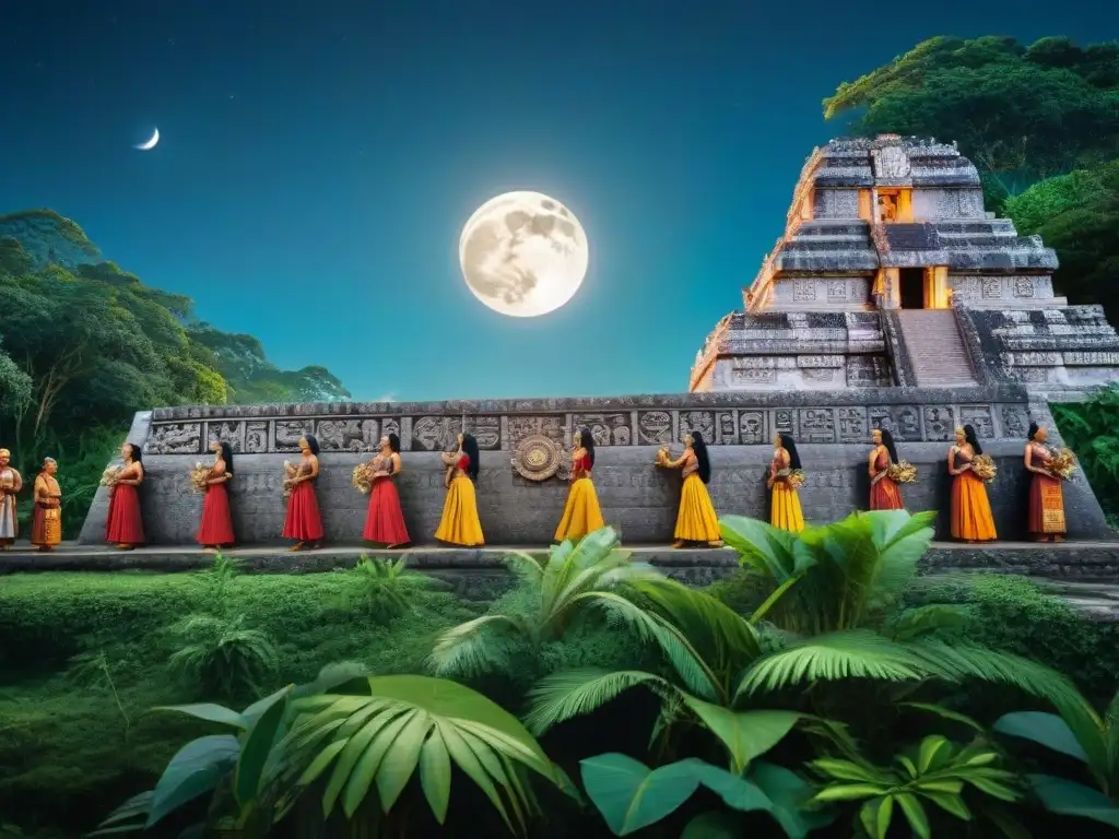 Rituales de fertilidad en la civilización Maya: ceremonias sagradas bajo la luna en la selva