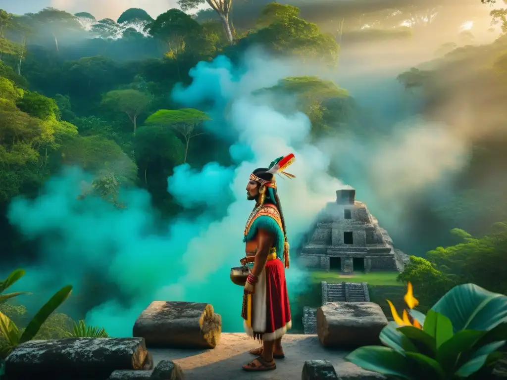 Rituales mayas en la selva: Practicantes de Neopaganismo y cultura pop maya en ceremonia al amanecer