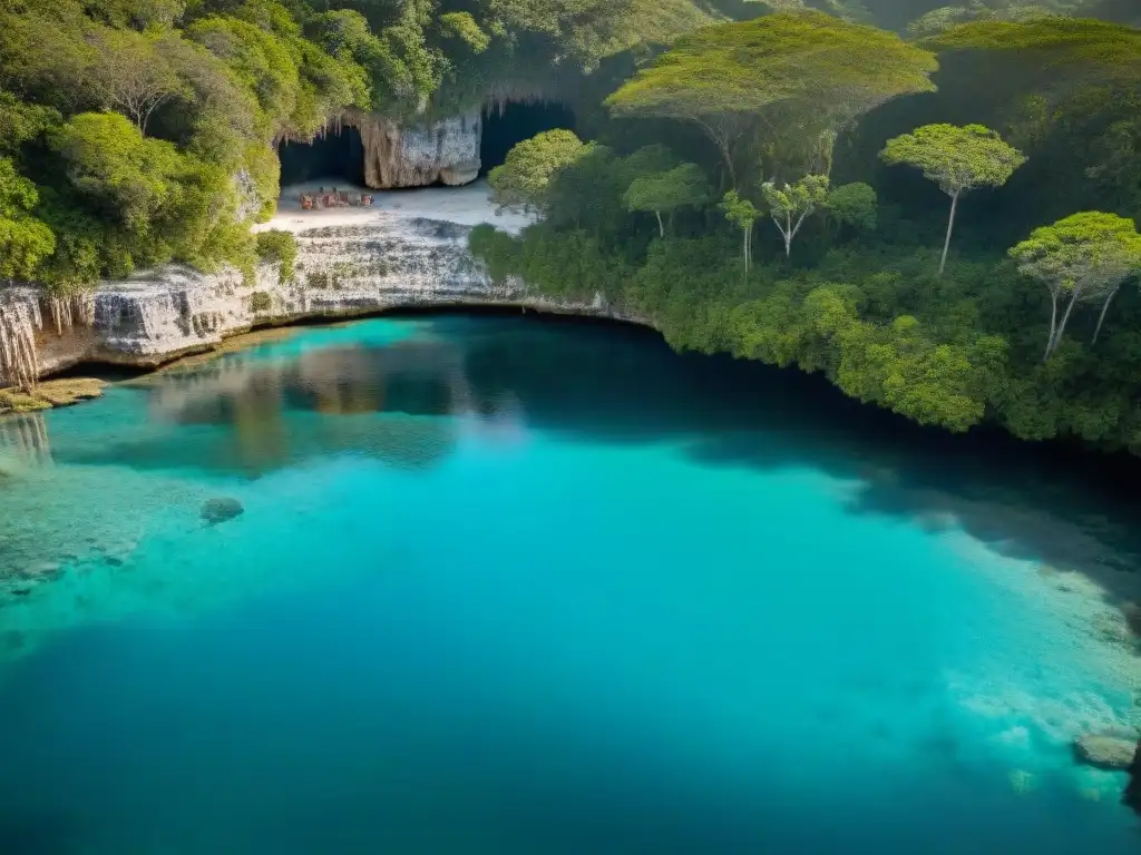 Descubre los rituales ocultos en cenotes maya: artefactos antiguos bajo el agua cristalina del cenote en la selva