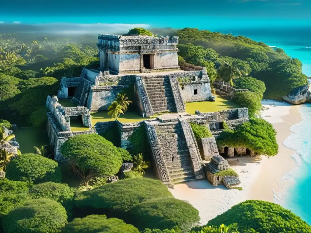 Ruinas de Tulum en la costa caribeña con historia tulum civilización maya