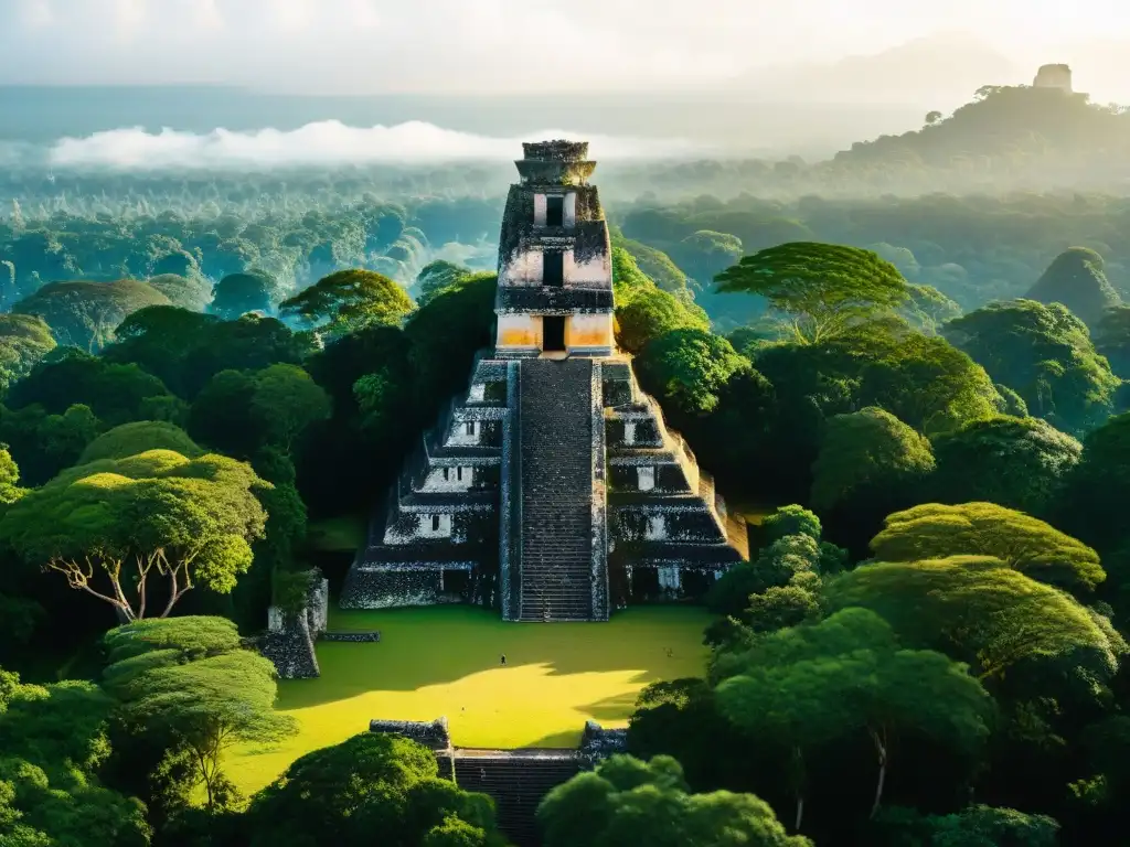 Ruinas majestuosas de Caracol y Tikal, pirámides altas, selva exuberante