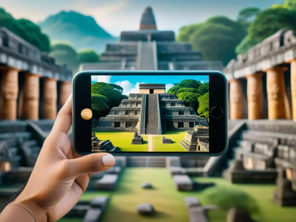 Explorando ruinas mayas con app de realidad aumentada