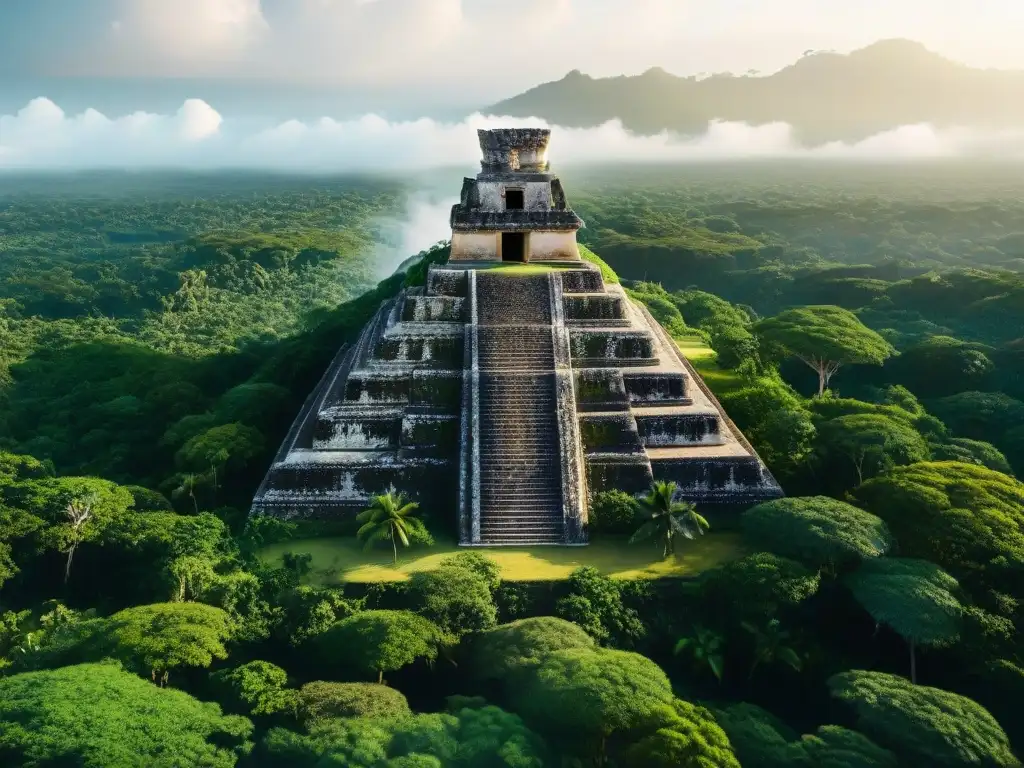 Ruinas mayas entre exuberante vegetación, colapso Maya vulnerabilidad ambiental