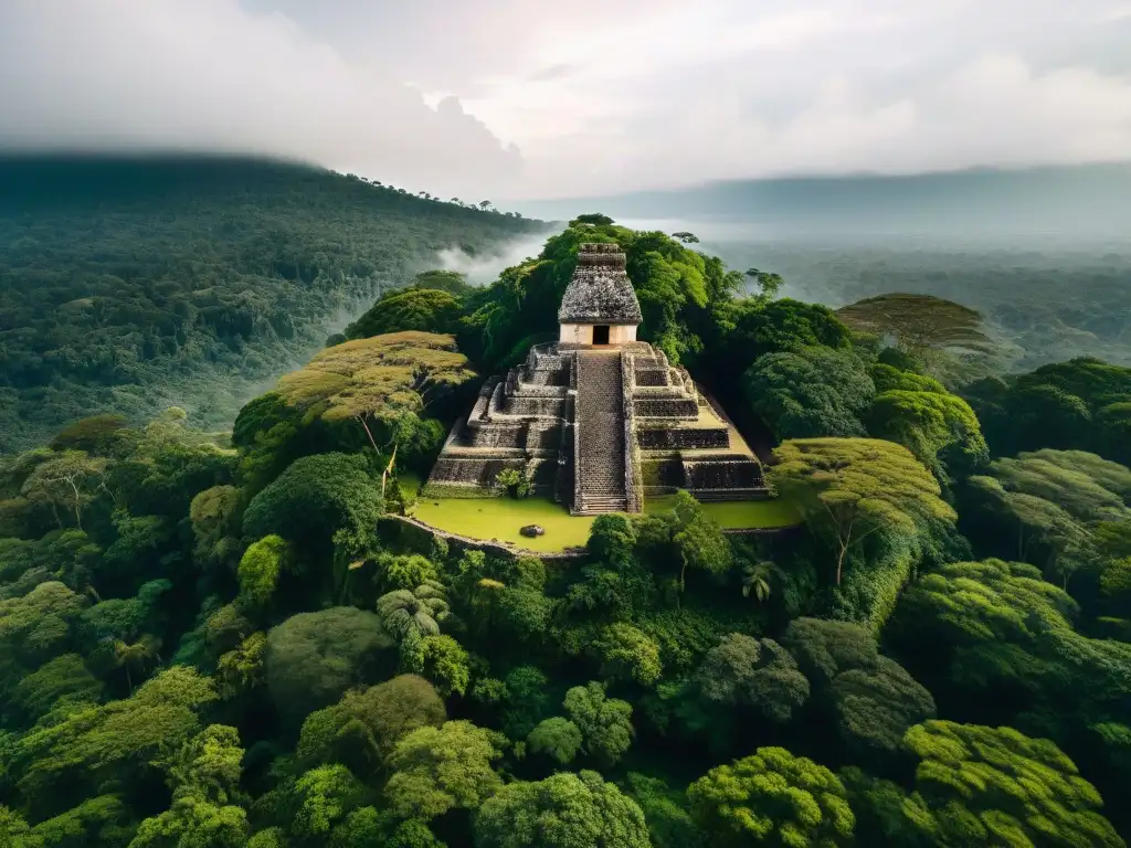 Ruinas mayas emergen en la exuberante selva de Guatemala, mostrando el impacto ambiental civilización maya