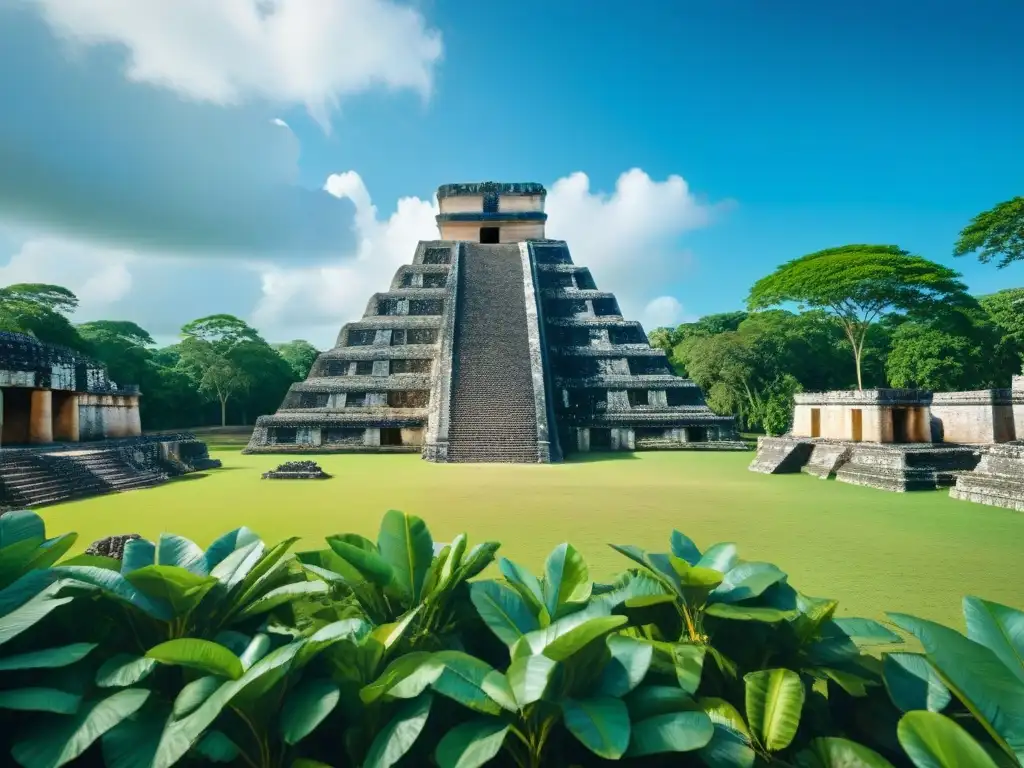 Explorando las ruinas mayas entre la exuberante vegetación, con un templo bien conservado y jeroglíficos intrincados