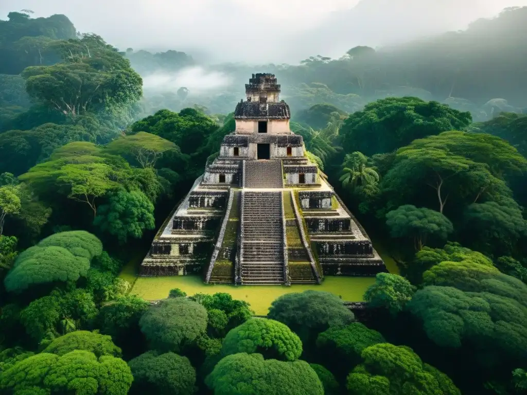 Ruinas mayas en la jungla, muestra la resiliencia de la naturaleza ante el colapso de una civilización