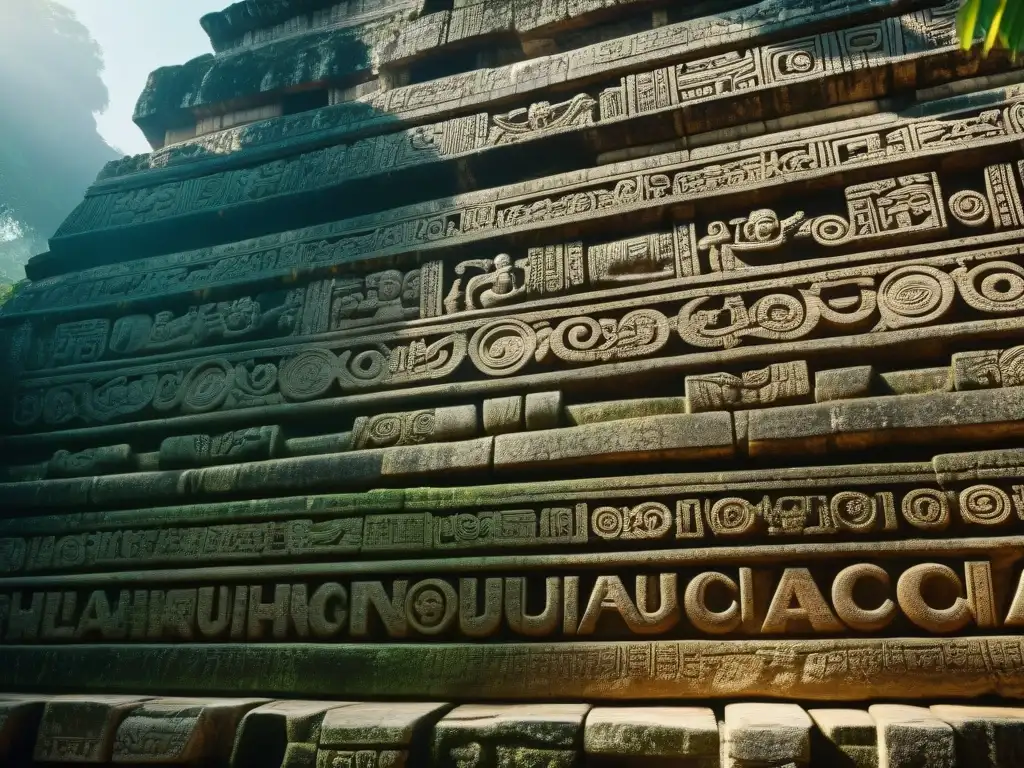 Ruinas mayas en Palenque: detalladas esculturas y jeroglíficos en el Templo de las Inscripciones