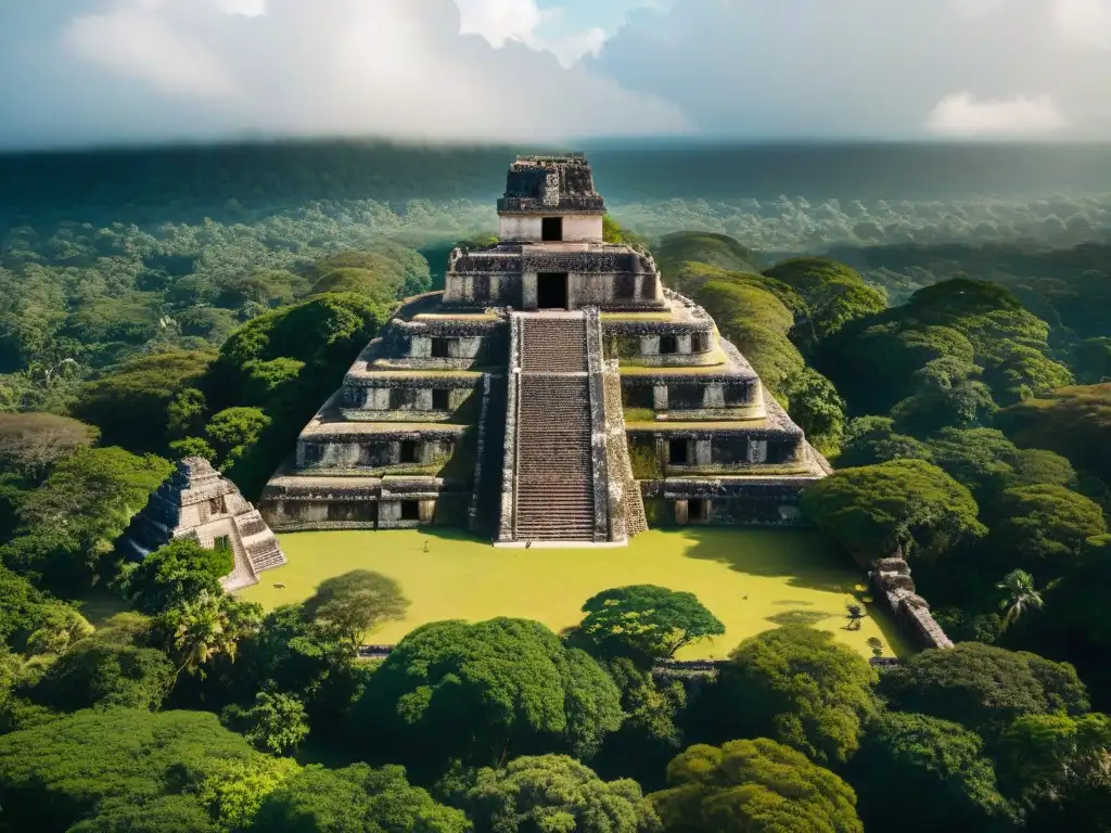 Ruinas mayas rodeadas de selva tropical exuberante