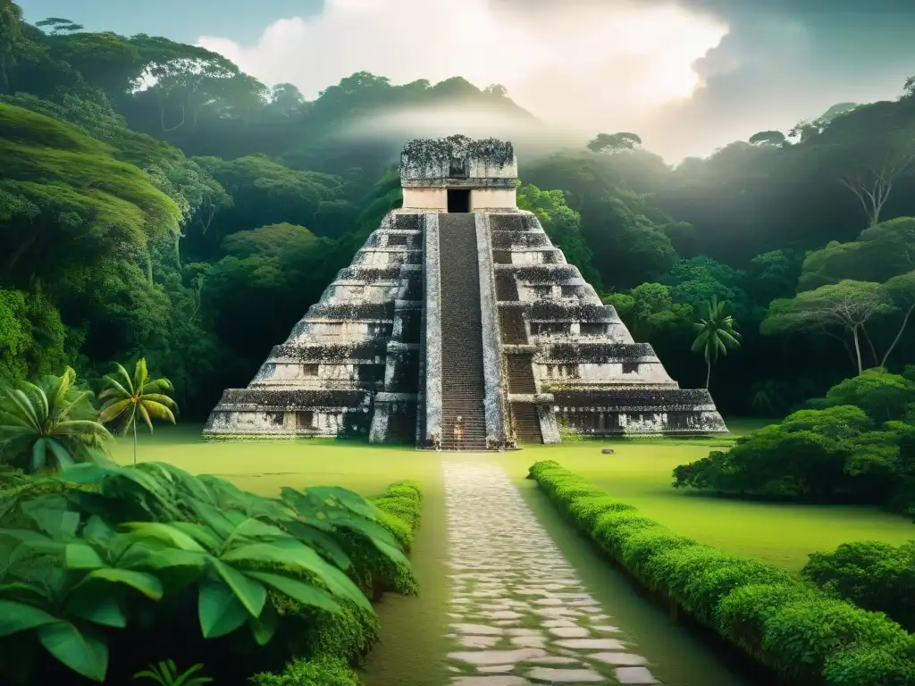 Ruinas místicas del antiguo templo maya en Dos Pilas, perdido en la historia de un reino milenario bajo la jungla exuberante