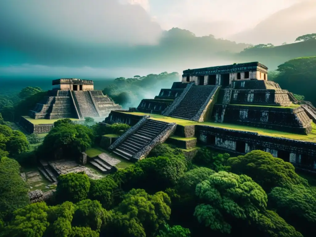 Ruinas de una próspera ciudad Maya, invadida por la vegetación tras el colapso de la civilización por conflictos internos