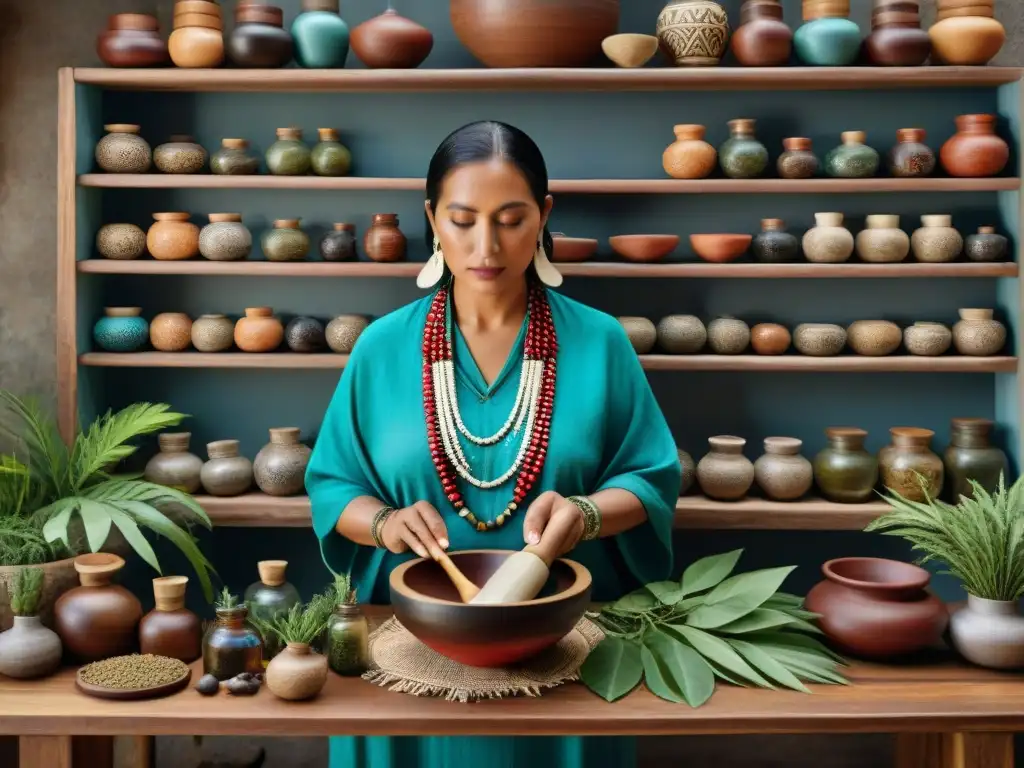 Un sanador maya prepara un elixir de longevidad con plantas