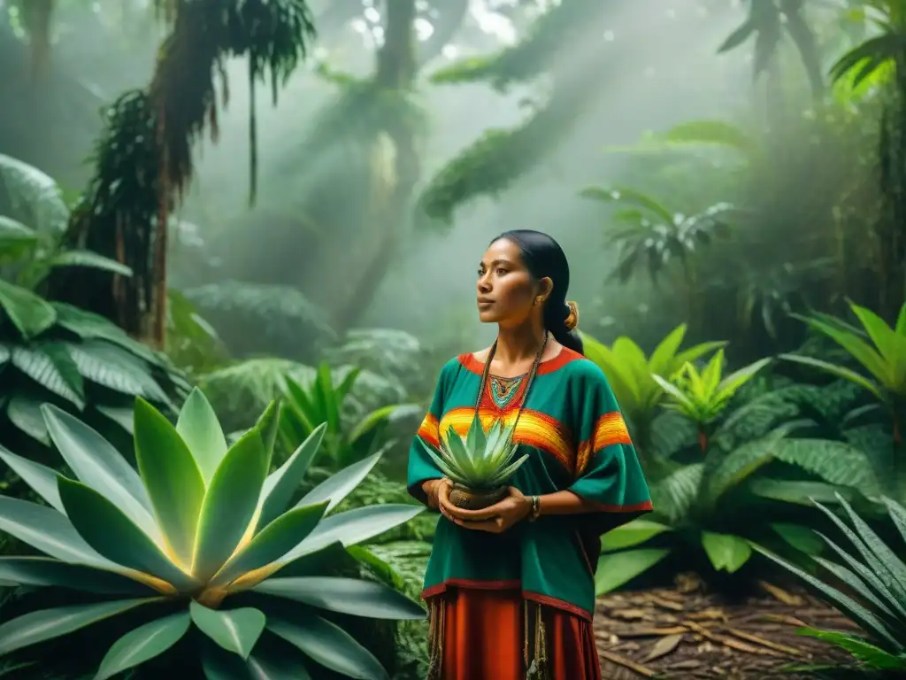 Un sanador maya rodeado de plantas medicinales en la selva