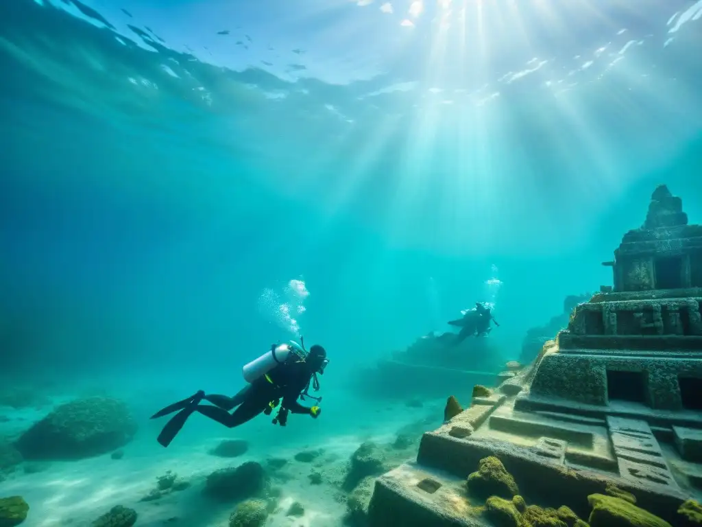 Explorando secretos religión maya subacuáticos: arqueólogos submarinos recuperan artefactos antiguos entre ruinas y vida marina vibrante