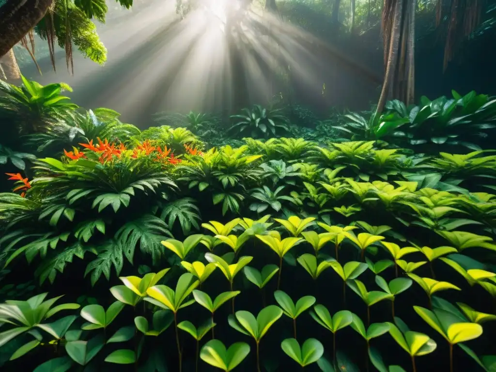 Selva exuberante en la Península de Yucatán, reflejando la biodiversidad para la cerámica maya