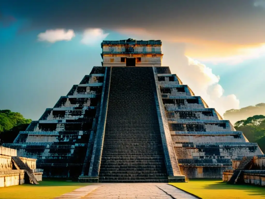 Sombra de serpiente en el Templo de Kukulcan en Chichen Itza durante el equinoccio de primavera