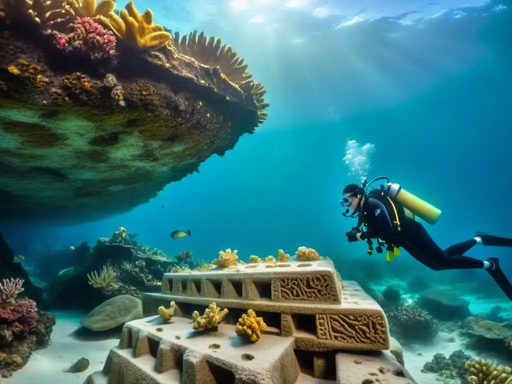 Exploración submarina de la civilización maya: Arqueólogos rescatan artefacto rodeados de peces tropicales y coral antiguo