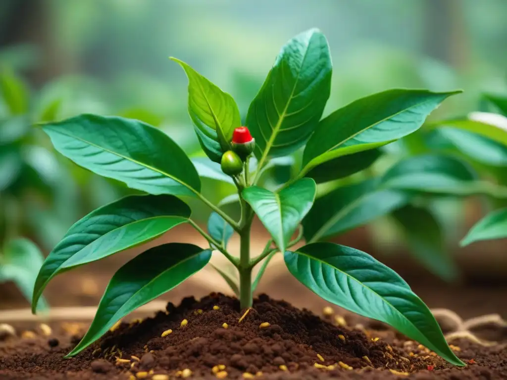 Un Tabasco verde vibrante en un jardín maya, reflejo del legado maya en la cocina
