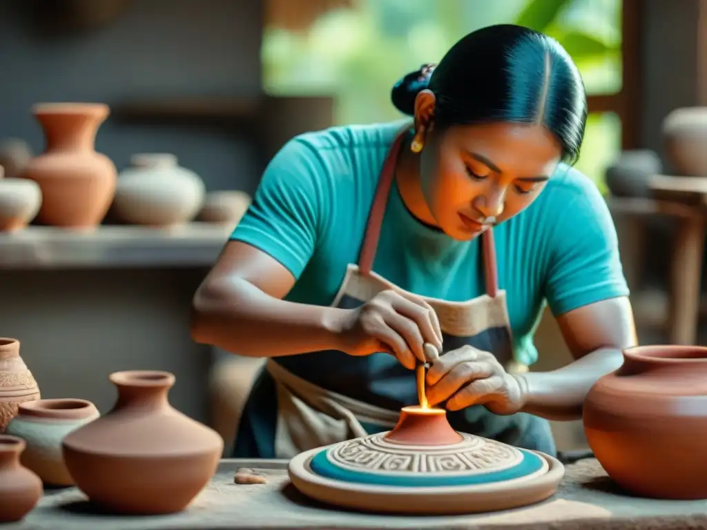 Un taller tradicional maya: artesanos crean piezas cerámicas detalladas