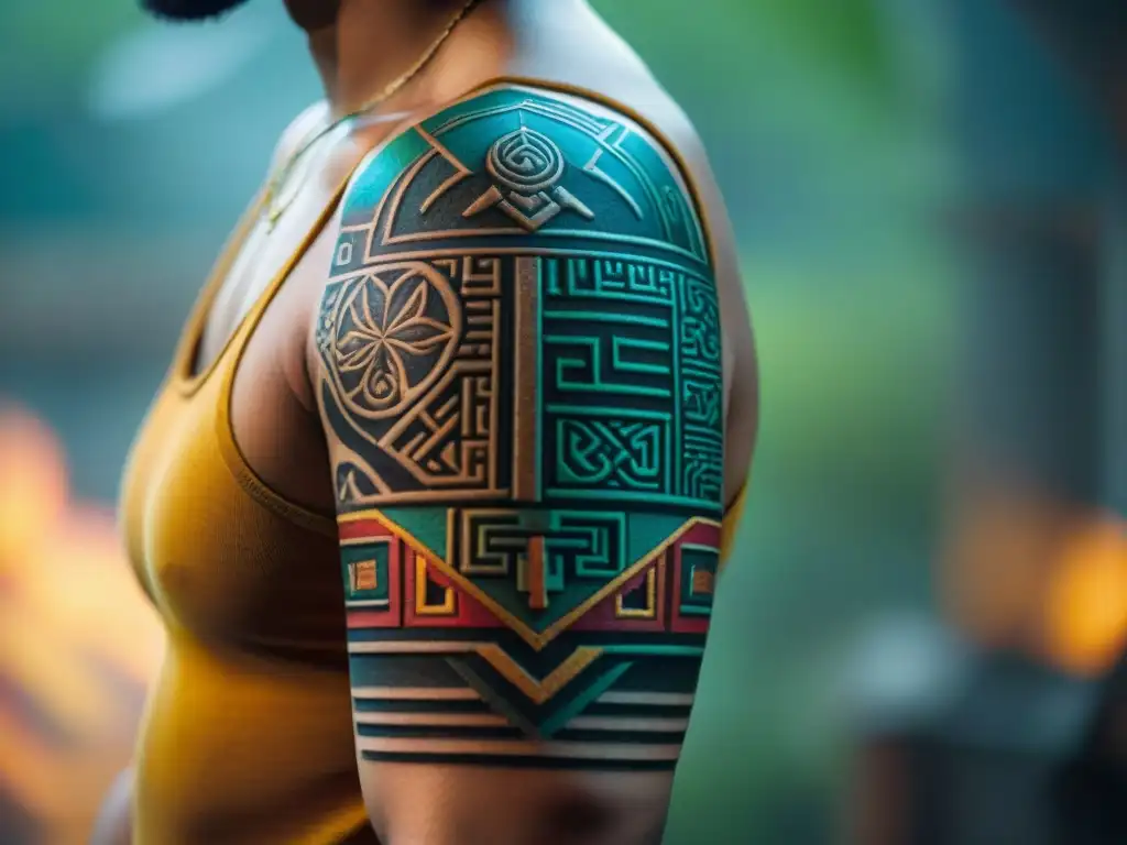 Un tatuaje maya moderno en el antebrazo fusiona significados antiguos con elementos contemporáneos