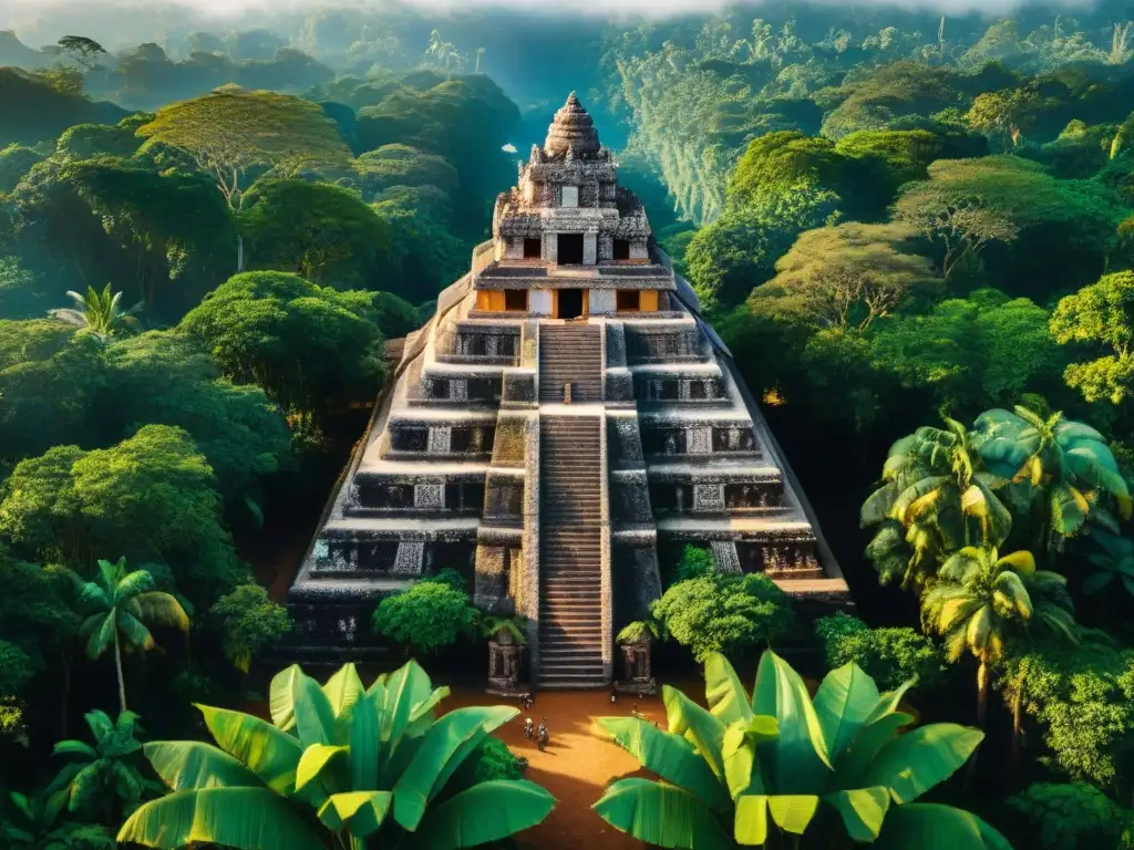 Templo maya cubierto de cacao en civilización maya