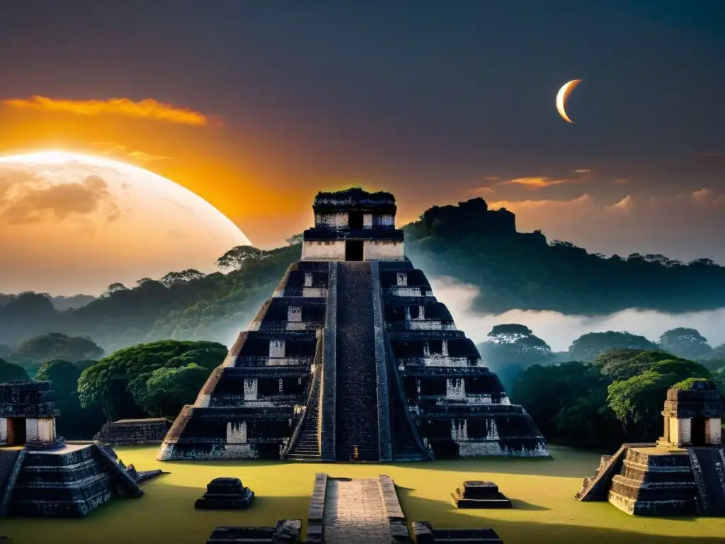 Templo maya en eclipse solar: significado espiritual eclipses civilización Maya