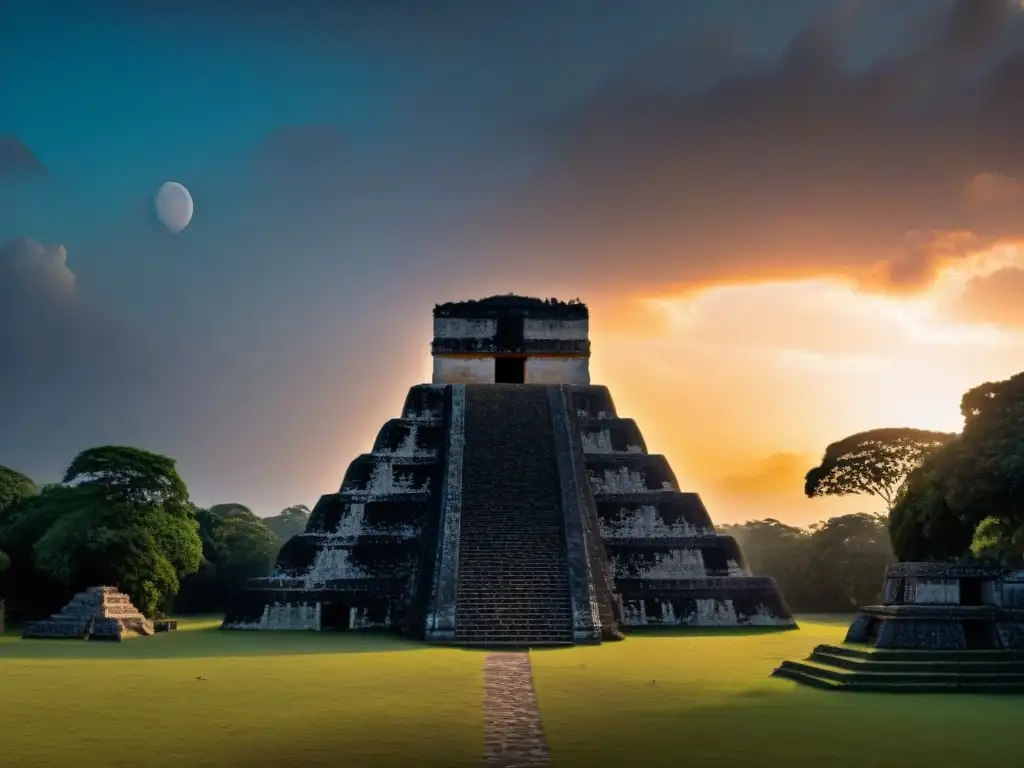 Templo maya en eclipse solar, significado espiritual eclipses civilización Maya