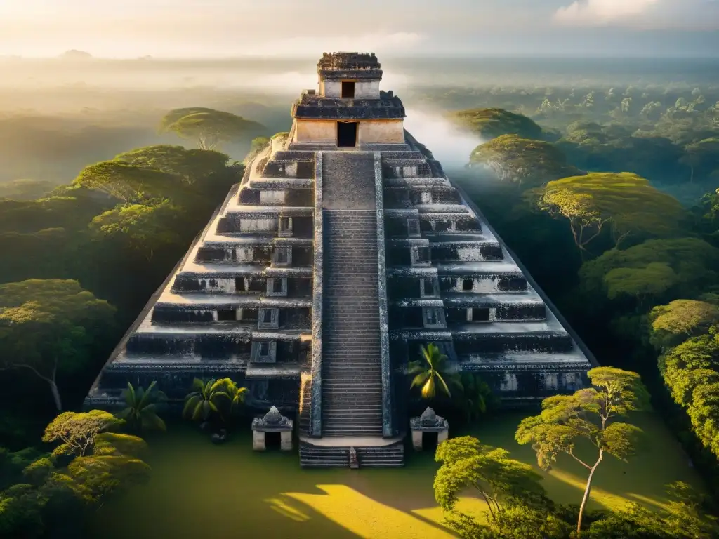 El Templo del Sol en Dzibilchaltún iluminado por el amanecer, misteriosa belleza maya en la jungla