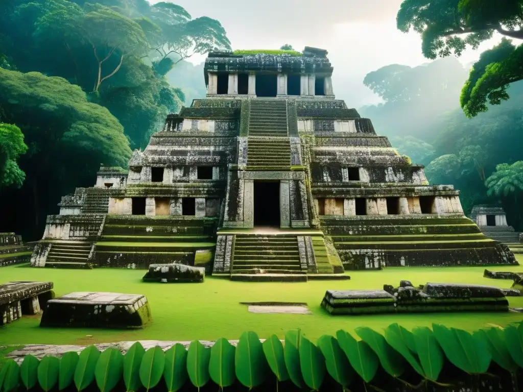 Explora el turismo cultural en Palenque mientras admiras las antiguas ruinas del Templo de las Inscripciones entre la exuberante selva