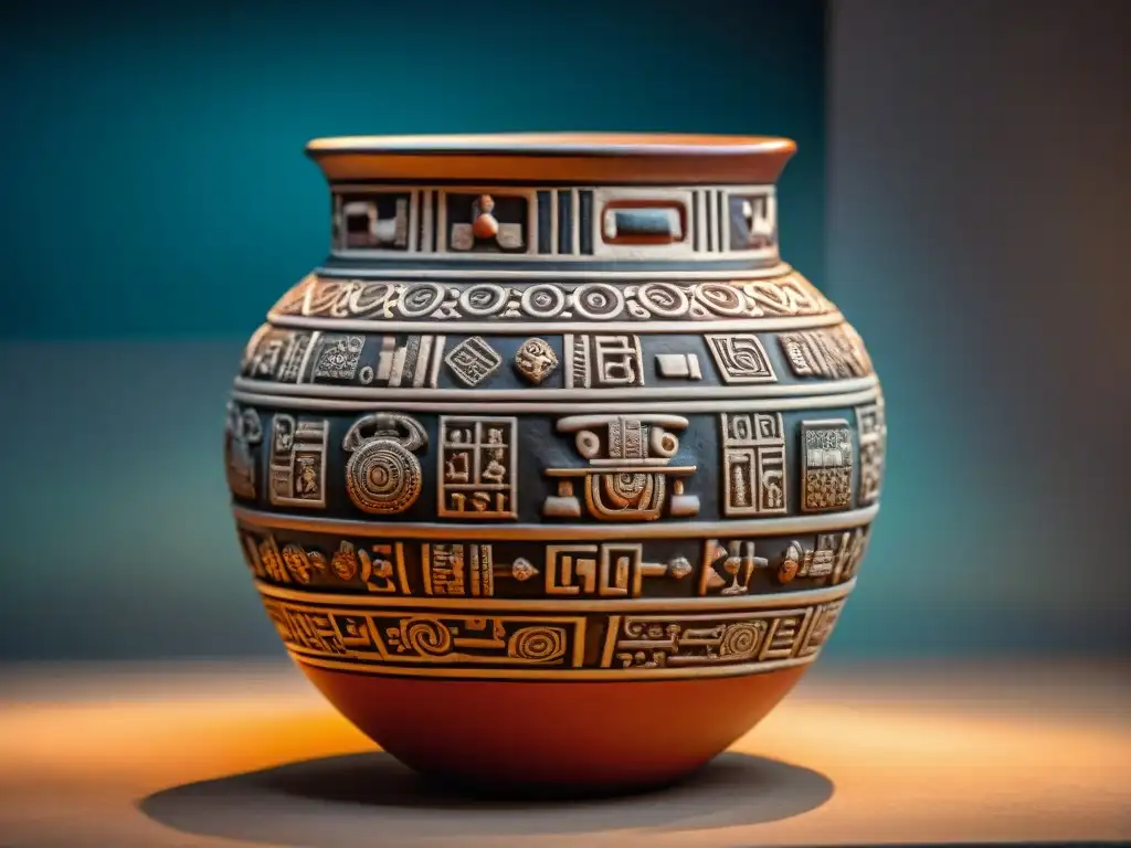 Vaso cerámico Maya postclásico con herencia cultural maya postclásico