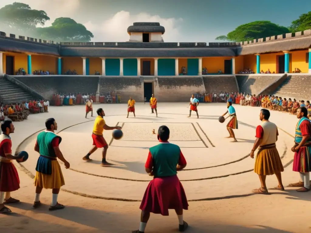 La vibrante audiencia del juego de pelota maya, inmersa en la emoción y reverencia del ancestral deporte