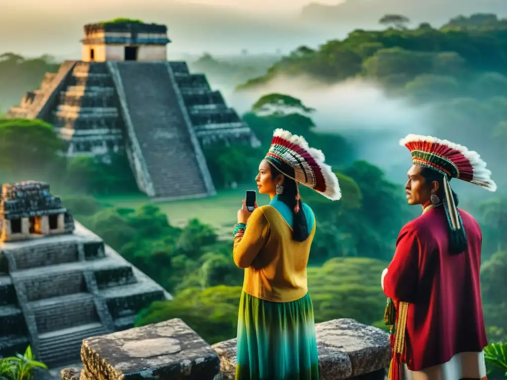 Vibrante comunidad maya al amanecer: modernidad y tradición en armonía