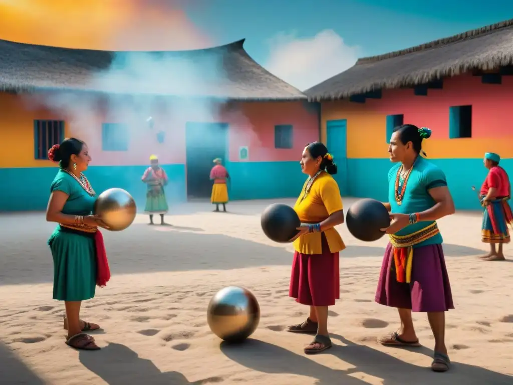 Un vibrante juego de pelota maya en un mercado guatemalteco