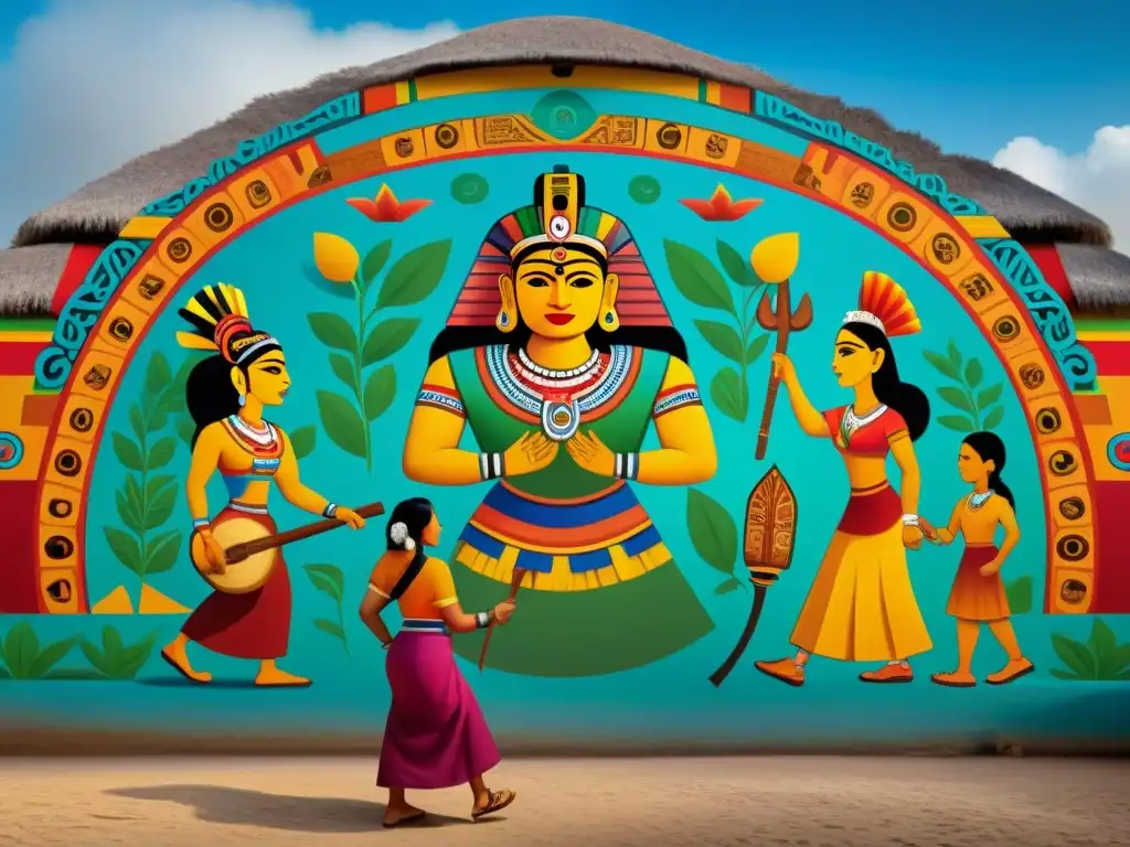 Vibrante mural maya muestra generaciones promoviendo fibras morales en sociedad maya