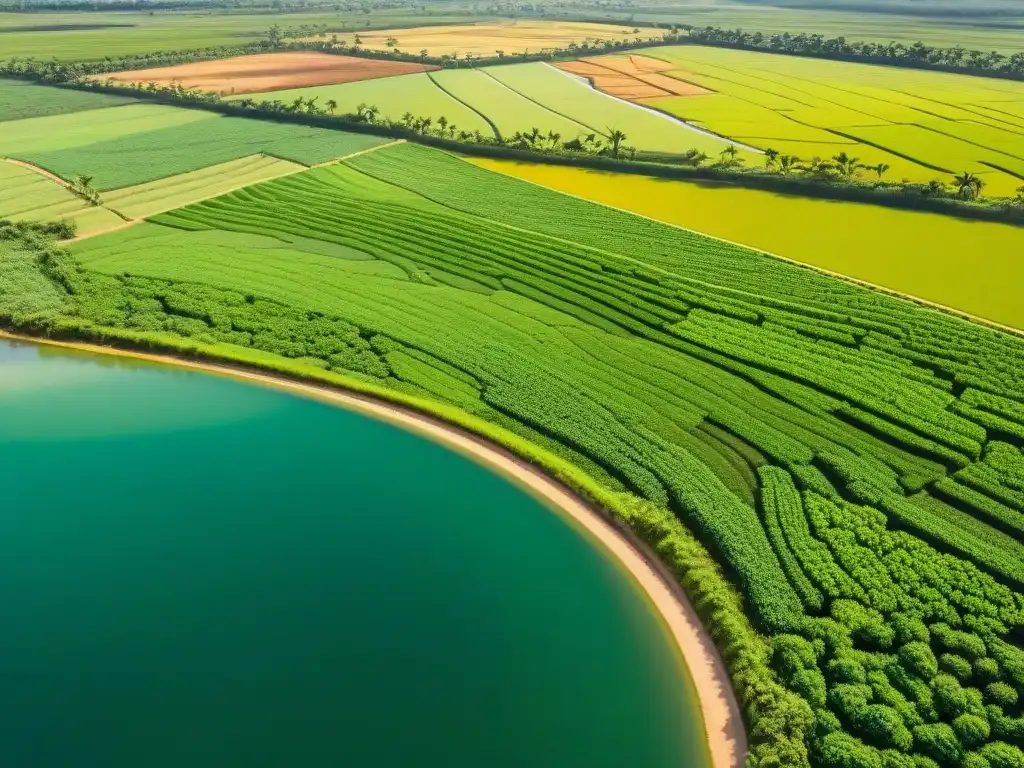 Vista aérea de canales de riego mayas, mostrando el uso sostenible del agua en cultivos mayas