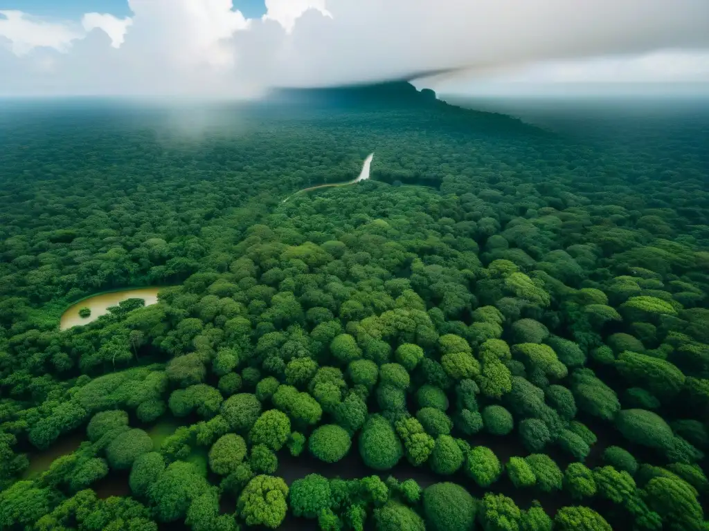 Vista aérea de ciudad maya con sistema de agua integrado