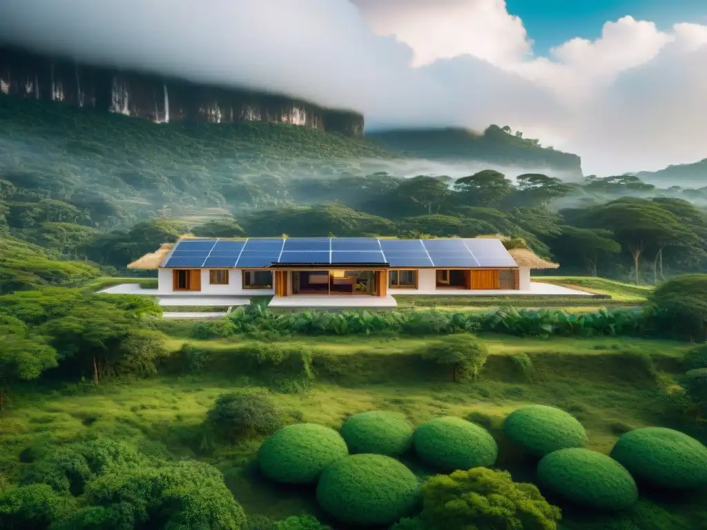 Muestra de vivienda ecoamigable inspirada en la arquitectura maya, con prácticas sustentables preservación civilización maya